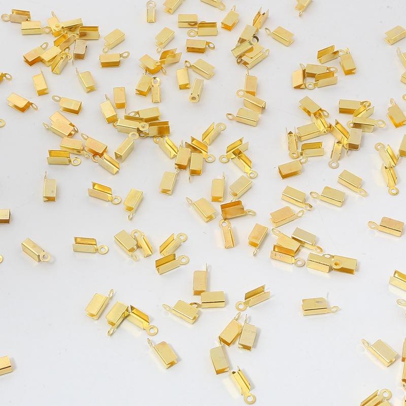 200pcs/lot Stainless Steel Round Cord Crimp Bead Never Fade Gold Steel End Cap Fastener Connector Fit DIY Leather Jewelry Making