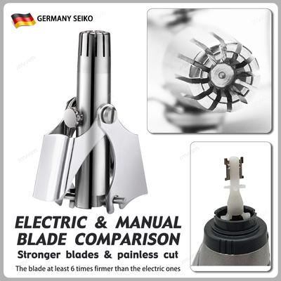 Ручной триммер для носа из нержавеющей стали, мужской триммер для волос в носу, портативная бритва Vibrissa, моющийся триммер для волос в носу и ушах