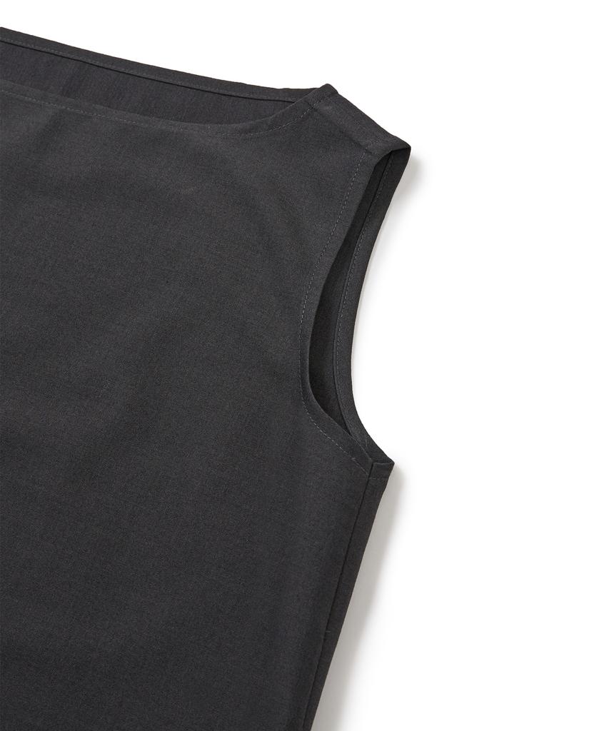 WEST GRAND BOULEVARD Wool Blended Sleeveless Blouse Charcoal