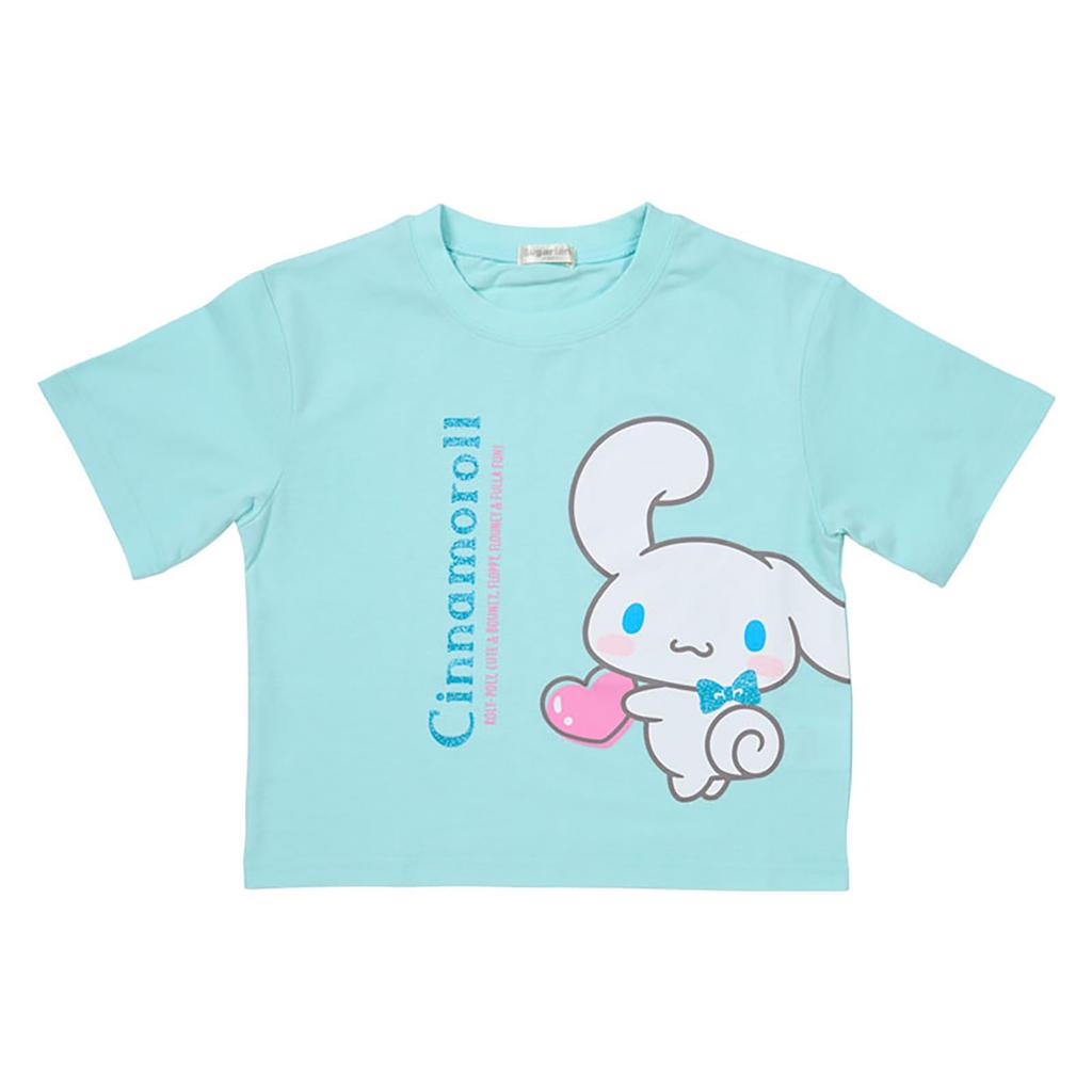 Sanrio Kids Light 827738 Short-Sleeve T-Shirt, Cinnamoroll, Blue, 140cm,