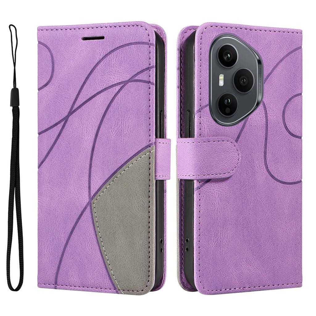 For Honor 400 Pro 5G (Глобальный) Кожаный чехол-подставка для телефона с кошельком и двухцветным дизайном