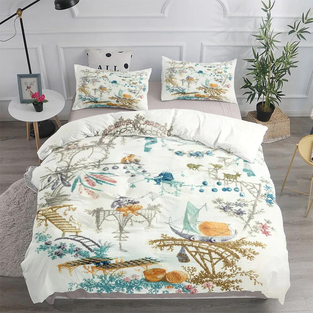 3pcs Bedding Set Floral And Birds Duvet Cover Set King Queen Double Full Twin Single Size Duvet Cover Pillowcase Bed Linen Set