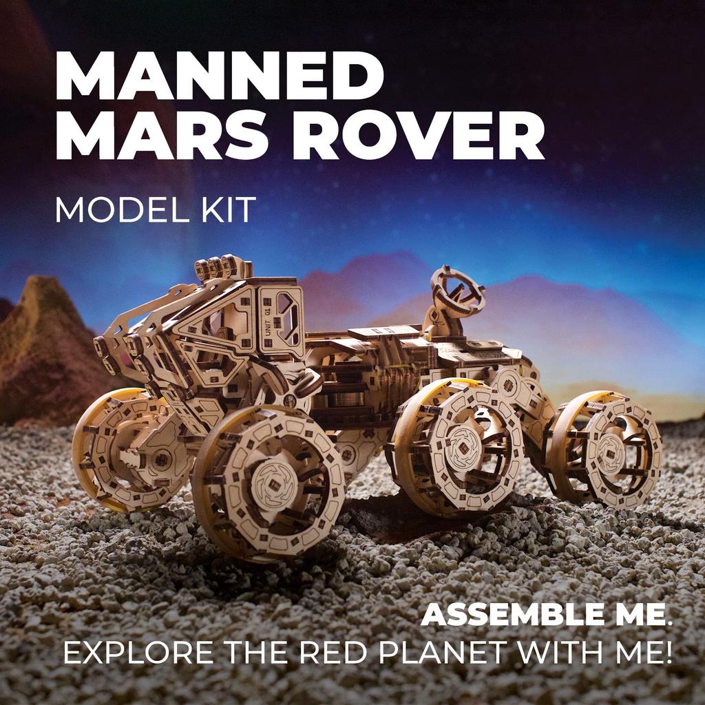 Ugears Manned Mars Rover Drive 70206 Wooden 3D No Glue or Tools Required 6-Wheel Puzzle, Puzzle,