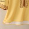 Vneck Zanzea Women 34 Casual Sleeve Loose Print Blouse