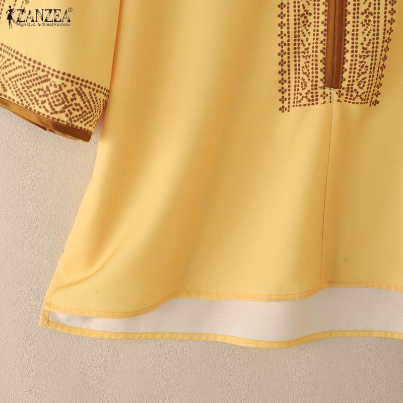 Vneck Zanzea Women 34 Casual Sleeve Loose Print Blouse