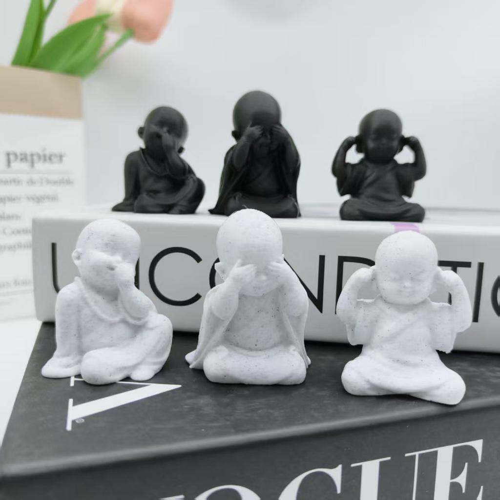 Трехчастный набор статуэток Дзен «Три обезьяны», 3D-печатные маленькие монахи Дзен, Три маленьких обезьяны, которые не слушают, не смотрят, не говорят, Креативный Bu