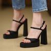 Square Head Thick Heel Sandals 2025 Summer New Niche High Heels Waterproof Table with Black Platform Women's Shoes