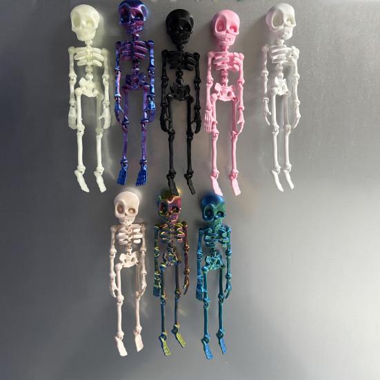 2/5Pcs 3D Printed Skeleton Refrigerator Magnet Halloween Poseable Skeleton Figurine