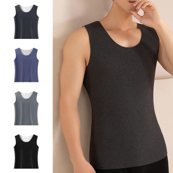 Men Thermal Vest Seamless Tailoring High Elasticity DE Velvet Sanding Technology Heat Generation Tank Tops