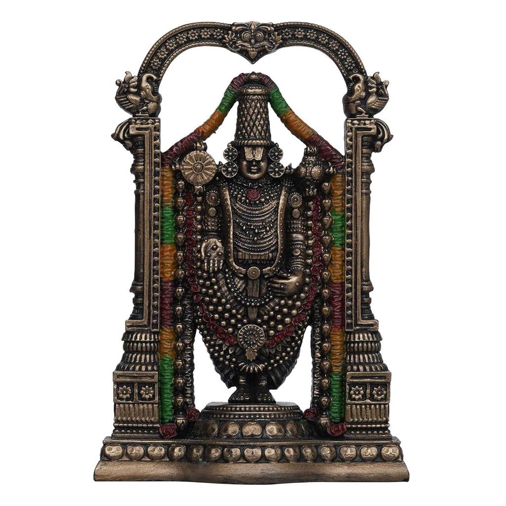 Bronze Tirupati Balaji Idol - God Venkateswara Statue for Home Temple, Pooja Room,Office Decor - Spiritual Gift for Wedding, Anniversary, Diwali