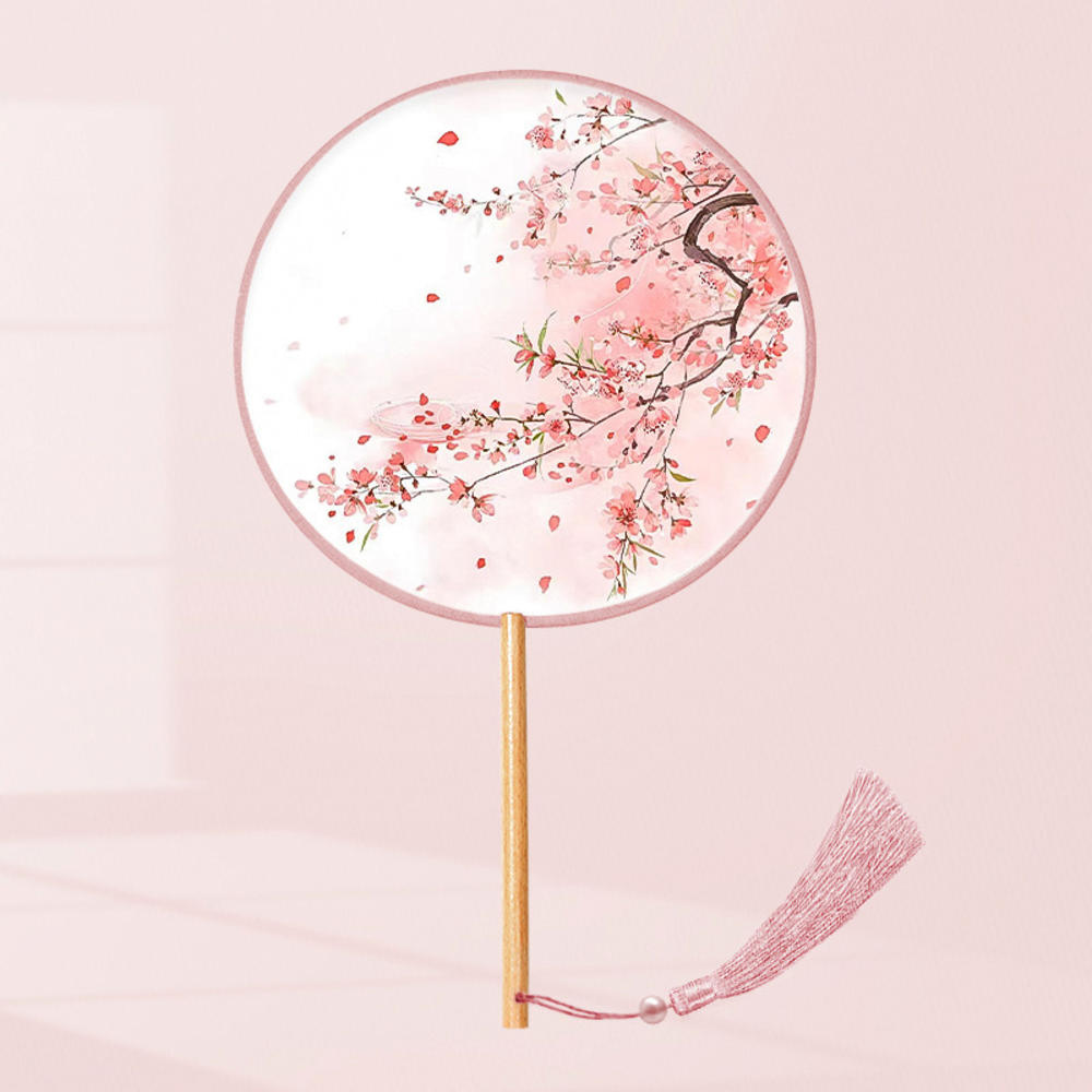 Китайский веер оптом полупрозрачный длинный веер с кисточками для танцев женский костюм ханьфу чонсам вышивка маленький круглый веер