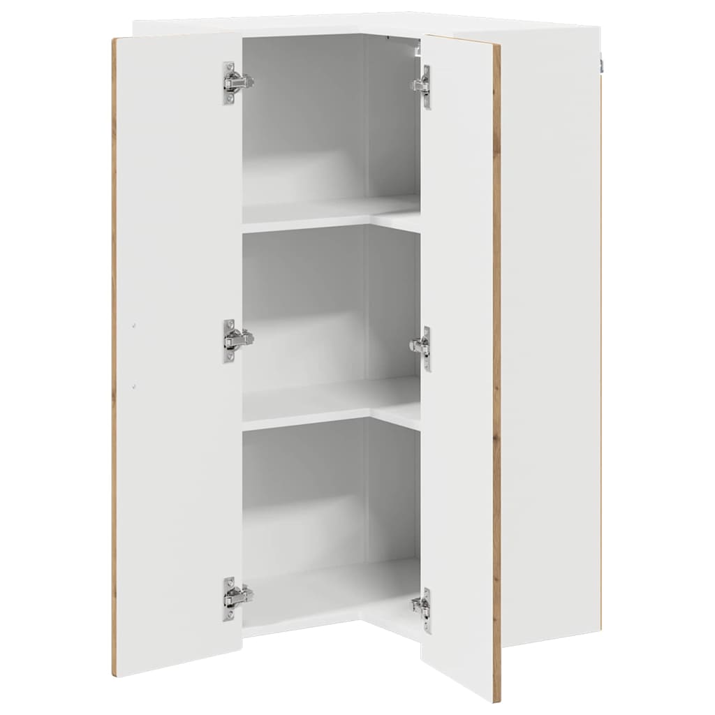 Wall Mounted Corner Cabinet PORTO Artisan Oak 57 x 57 x 100 cm