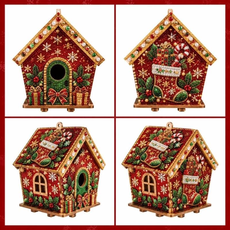 1 Набор DIY Жемчужное Искусство Рождественский Набор 3D Алмазный Деревянный Дом Набор для Рисования с Бусинами Домашний Декор Рождественское Украшение