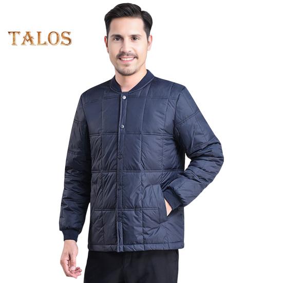 Мужская куртка-пуховик осень-зима с воротником-стойкой, длинным рукавом, утолщенным бархатным хлопковым пальто с карманами, однотонная стеганая верхняя одежда