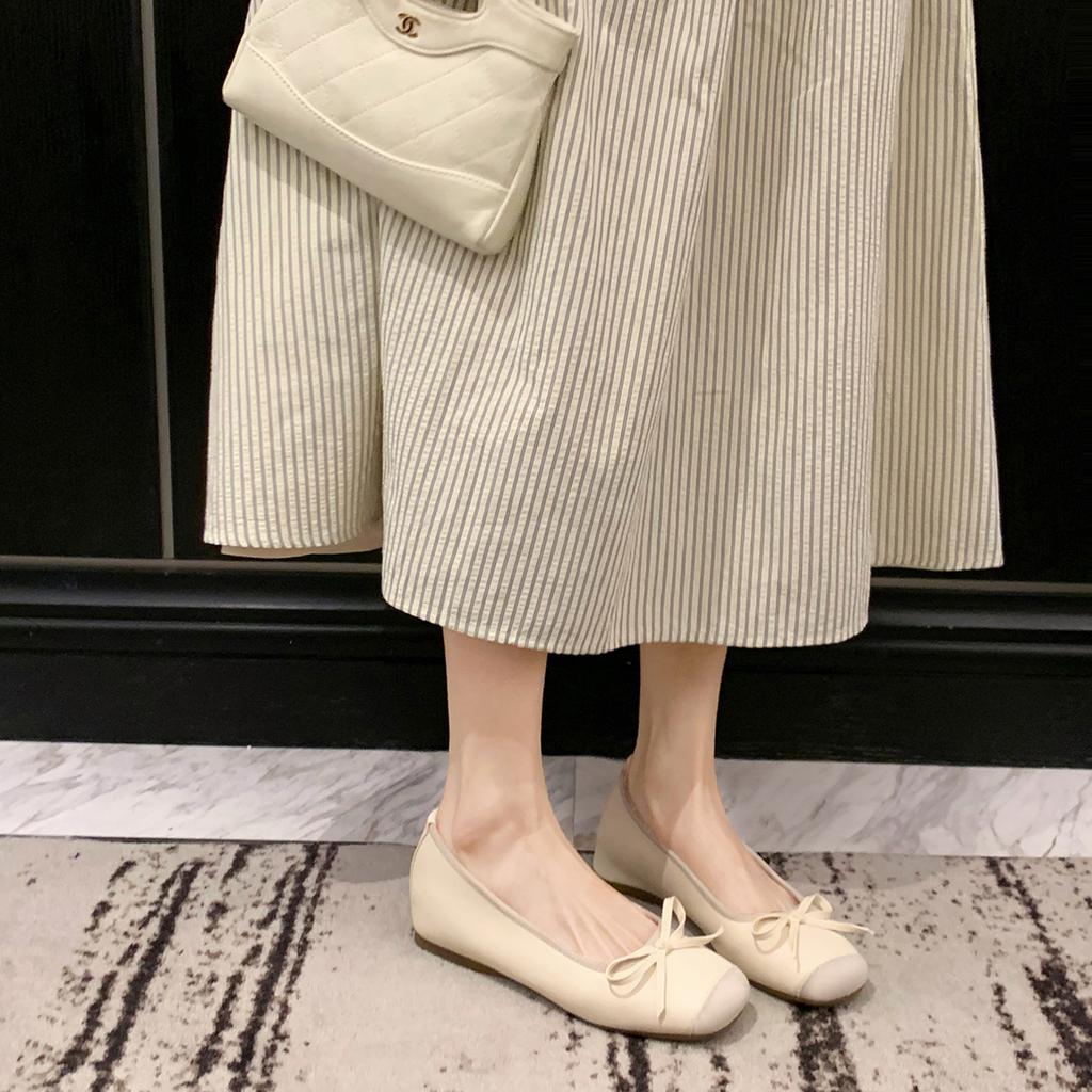 . Балетки с внутренним увеличением высоты, с бантом, с закрытым носком, полусабо