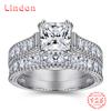 Lindon Classic 925 Sterling Silver Zircon Ring Ladies Jewelry Wedding Promise Party Gift