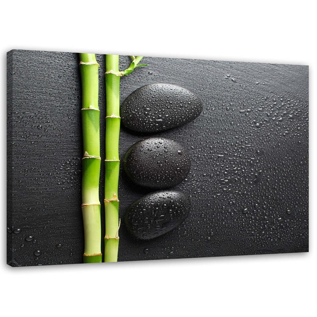 Печать на холсте Bamboo Zen Stones Черный