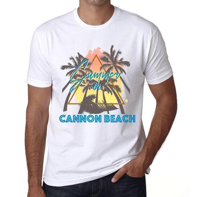 Мужская винтажная футболка Футболка с рисунком Summer Triangle Cannon Beach White
