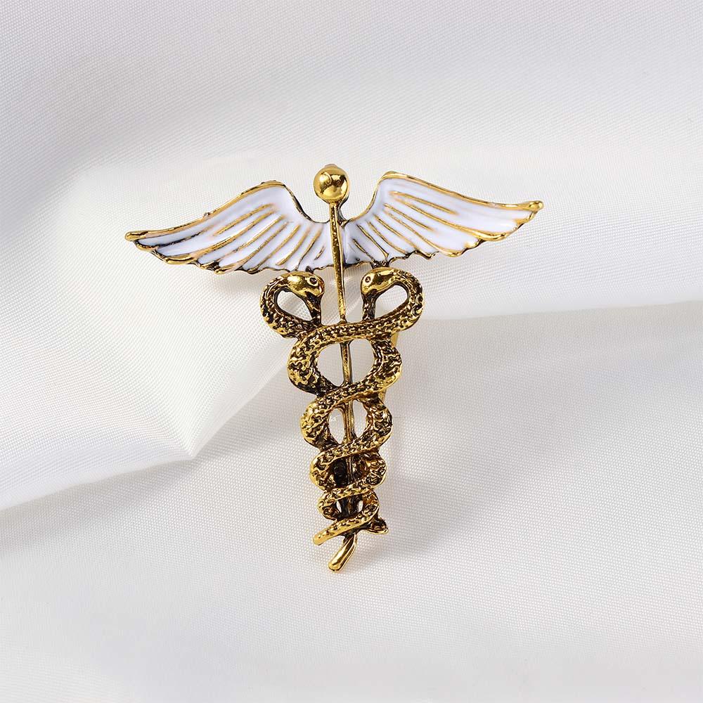 Retro Luxury Rod Badge Angel Wings Caduceus Collar Clothing Jewelry Brooch Pins Corsage Accessories