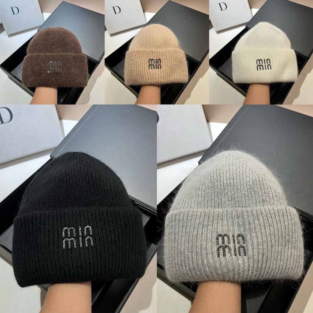 [Rabbit Fur] Min Thickened And Enlarged Double-Folded Edge Small Knitted Hat Winter Warm Plush Hat