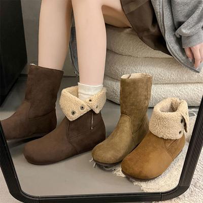 Внутренние увеличивающие рост бархатные короткие ботинки хлопковая обувь для женских новых зимних теплых ботинок Мартина кожаные зимние ботинки для женщин