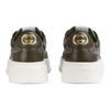 GUCCI Chunky B Leather Low top Skateboard Shoes Men's Beige Green 669582 UPGA0 3350