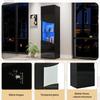 35*50*165cm Living Room Display Cabinet, High-Gloss (Doors), Tall, Large Storage Space and LED Lighting, Concave Arched Wave Surface Design, Black