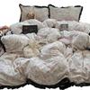 Class A Maternal Infant Grade Wrinkled Cloud Double-Layer Yarn Lace Quilt Cover, Bed Sheet 4-Pcs Set, Student Dormitory 3-Piece Set