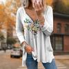 Women Autumn Mini Butterfly Printed Long Sleeve T-Shirts Loose V-Neck Plus Size Tee Shirt Tops Comfy Blouse