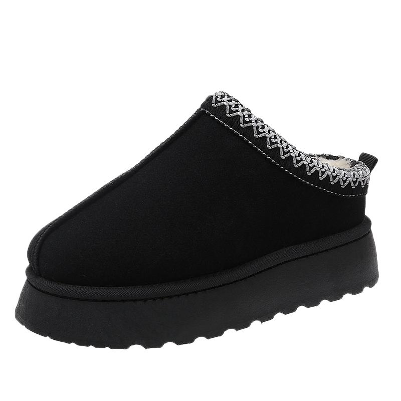 2024 Новые женские шерстяные тапочки, теплые шерстяные низкие сапоги на платформе, тапочки, женские уличные нескользящие ботинки, обувь для женщин