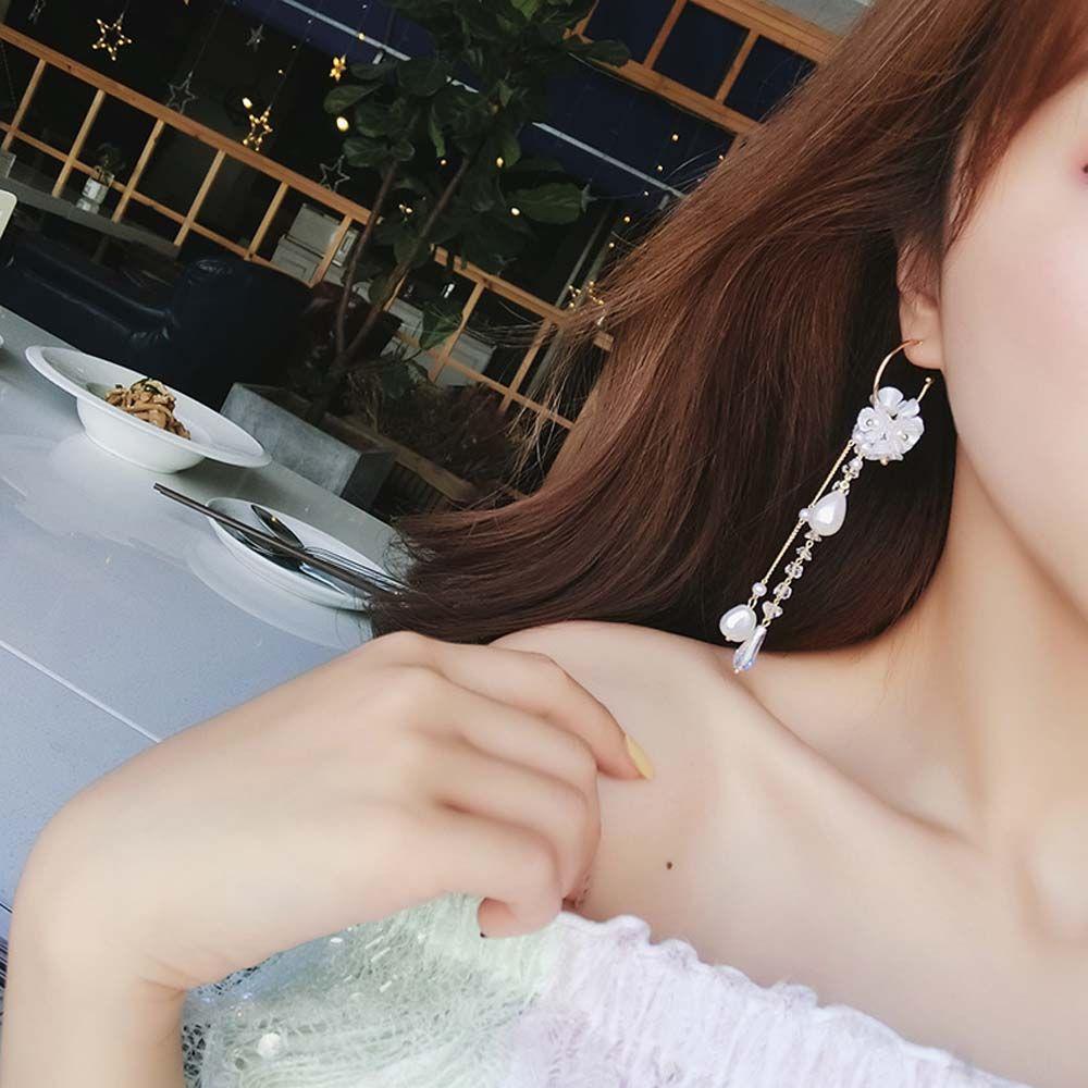 Wedding Flower Imitation Pearl Beads Fairy Tassels Earrings Dangle Earrings Drop Earrings Jewelry