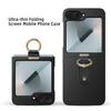 For Samsung Galaxy Z Flip6 5G Case Skin-Touch Ring Holder Kickstand PC Phone Cover with Screen/Lens Film