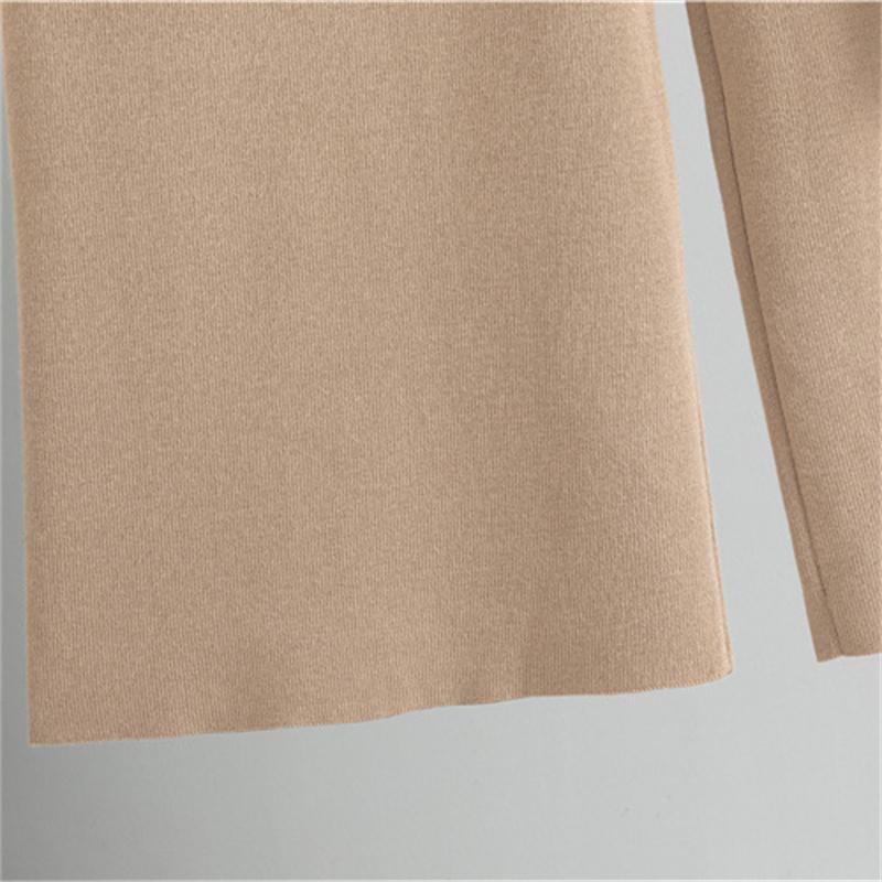 Женский осенне-зимний модный повседневный костюм средней длины, вязаная рубашка с открытым передом, брюки, костюм-двойка