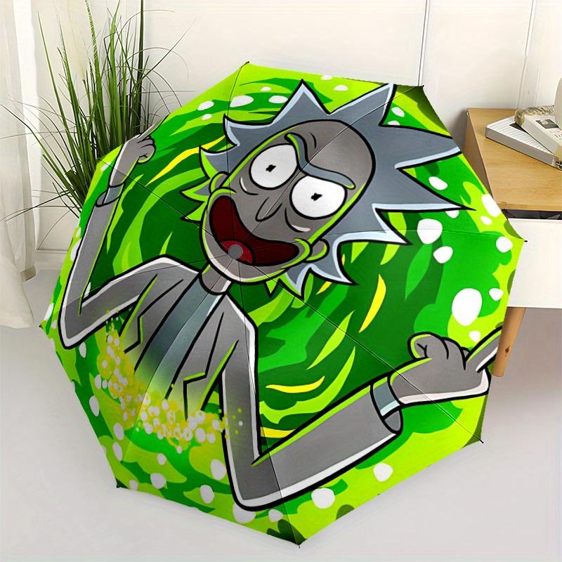 1pc Rick Sanchez, Portal Self-Folding Umbrella, 8-Bone Compact Travel Umbrella, Durable Plastic And Iron Frame121