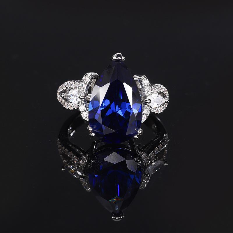 Новый комплект ювелирных изделий из чистого серебра 925 пробы с иглой-гвоздиком из циркония с темно-синим циркониевым кристаллом для женщин