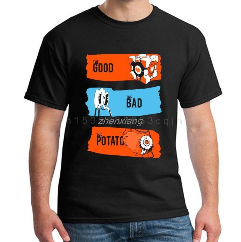 Мультяшный принт Футболка с коротким рукавом Игра Portal 2 Унисекс Летние Топы Короткий рукав Европейский размер XS5XL Футболки