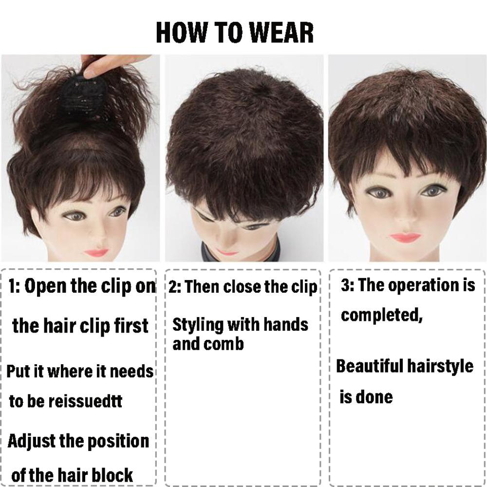 In Increase Hair Volume Topper Fake Hair Piece Corn Curly Bangs Head Top Wig Block 3D Hair Bangs