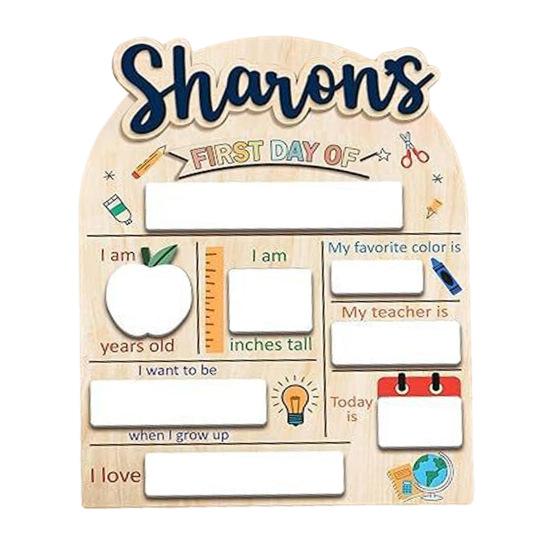 Табличка «Первый день в школе» Деревянная табличка с вехой образования Сувенирная доска для рисования маркером Подарки детям на «Снова в школу»