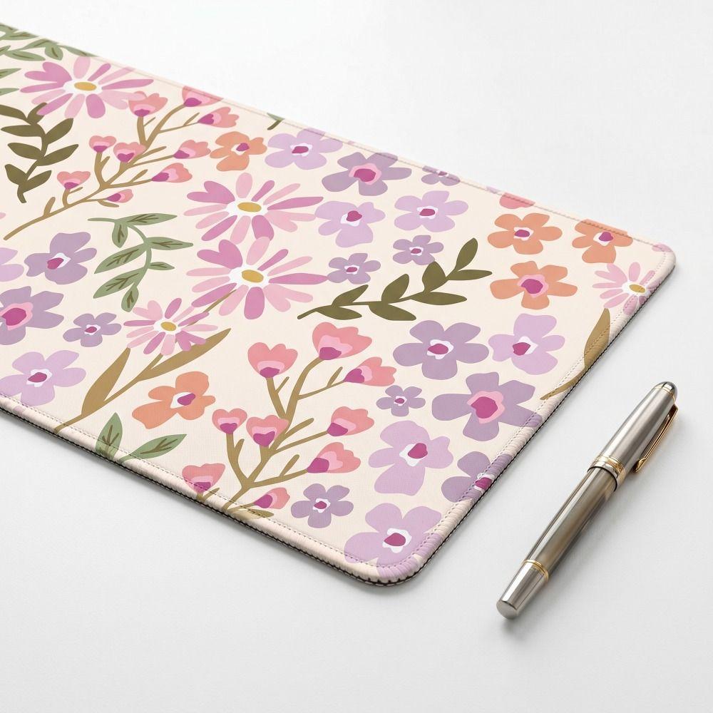 Rubber Base Mouse Pad Large Computer Mat Sturdy Floral Desk Pad Office