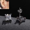 New Jewelry Gifts Women Men White Diamond Stud Shiny Zircon Earrings Square