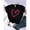 Pink Heart Print Women T-shirt Personality Casual Short Sleeve T Shirt Female Harajuku 2025 Summer O-Neck Unisex Clothes Tops