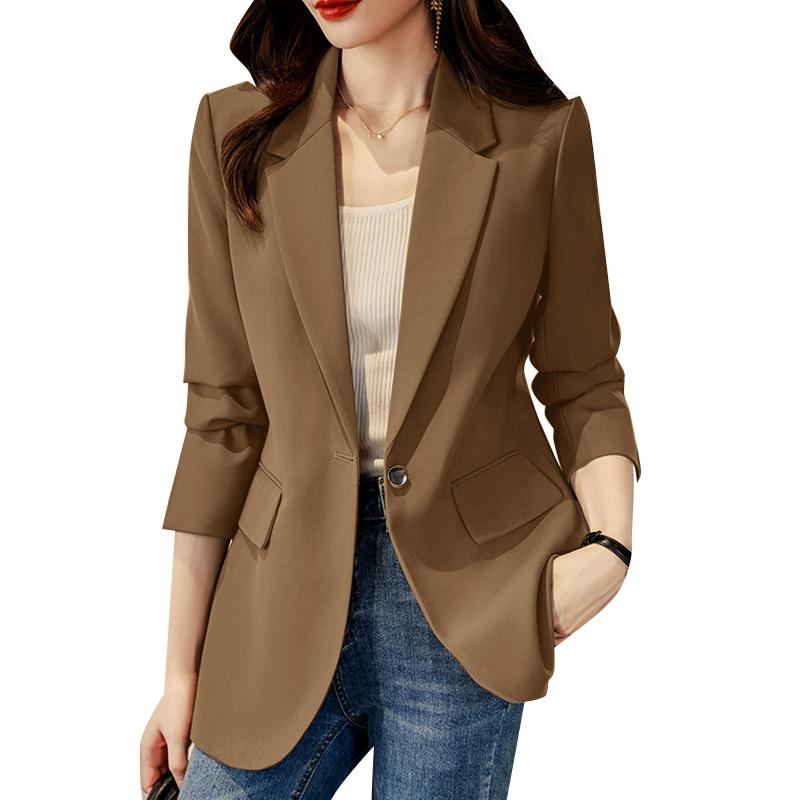 ZANZEA Женский повседневный кардиган с отложным воротником и длинными рукавами, блейзер, верхняя одежда