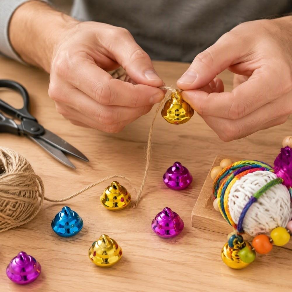 20pcs 2.1CM Size Bird Bells Iron Material Craft Bells Colourful Interactive Bell Toys For Cockatiel