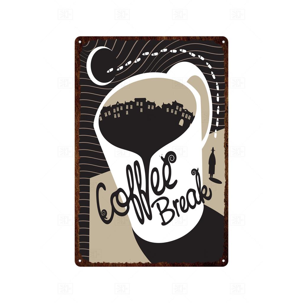 Винтажная жестяная вывеска для кофе, металлическая вывеска, декоративная табличка в стиле ретро, ​​украшение для кафе, кухни, гостиной, кофейни-бара