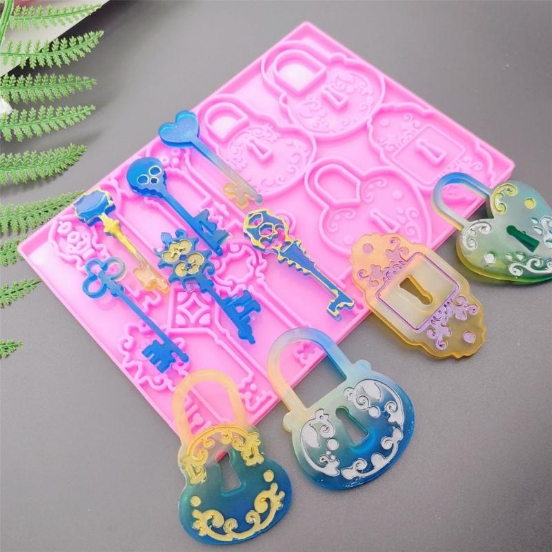 Safe Lock Keychain Silicone Mold Dainty Keychain Pendant Mold Unique Lock Shape Mold for Handmade Gifts Crafts