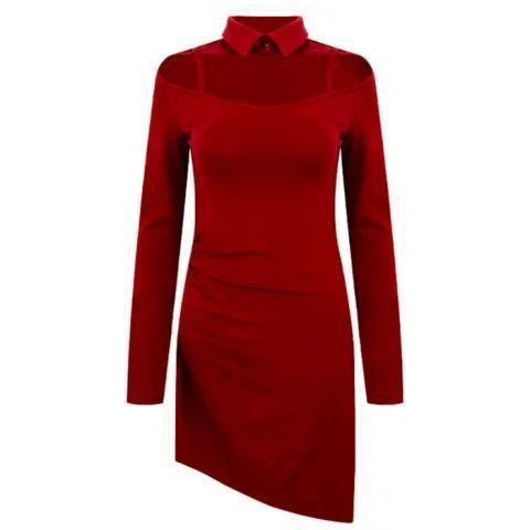 American vintage sexy spicy girl lapel long-sleeve dress for women, new winter slimming inner body-hugging short skirt