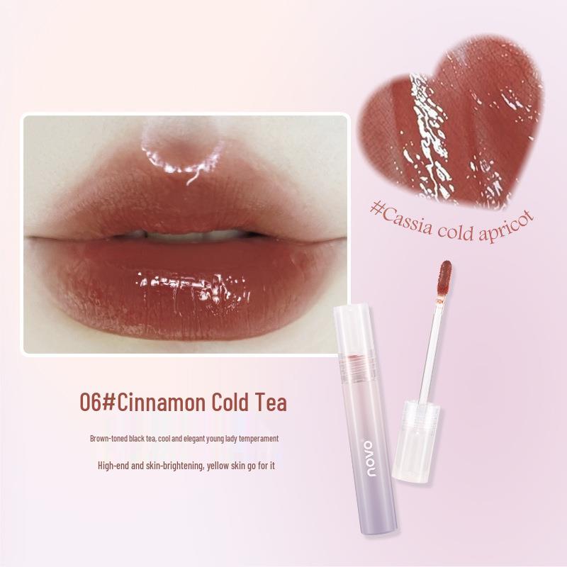 NOVO5821 Водяной Кристальный Переливающийся Блеск для Губ: Увлажняющая, шелковистая, легко наносимая формула улучшает цвет лица и осветляет