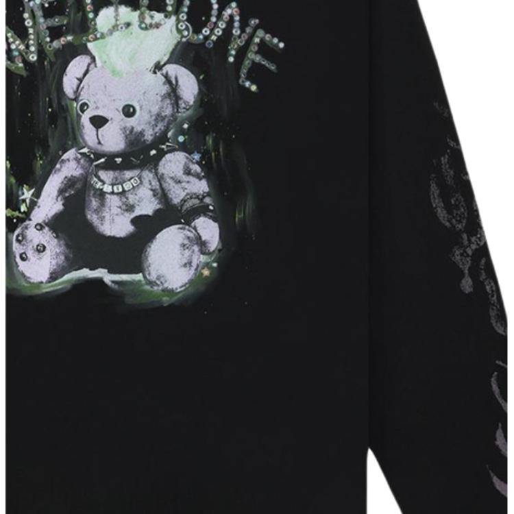 We11done Ss26 Back Hem Embroidered Logo Teddy Bear Long Sleeve T-Shirt Unisex Tops WD-TT1-26-776-U-BK