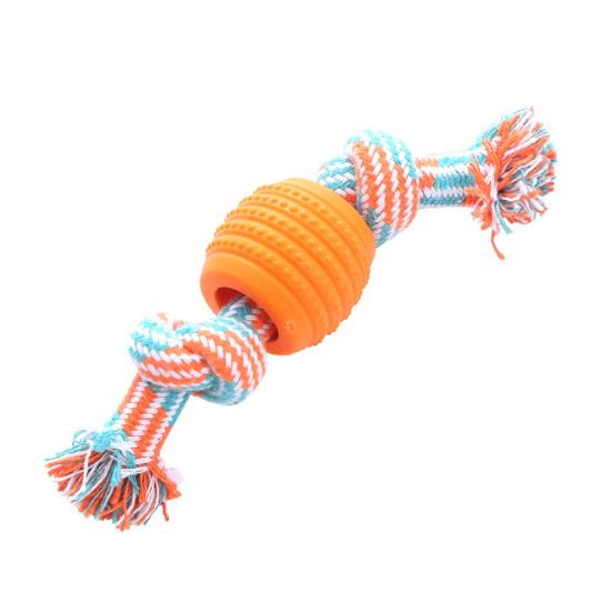 Игрушка для домашних животных Мяч с двойным узлом, устойчивый к укусам, хлопковая веревка, игрушка для жевания собак