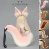 Plush Fox Ear Headband Tail Set Anime Cosplay Costume - Handmade Kitsune Accessories In Pink White Light Camel